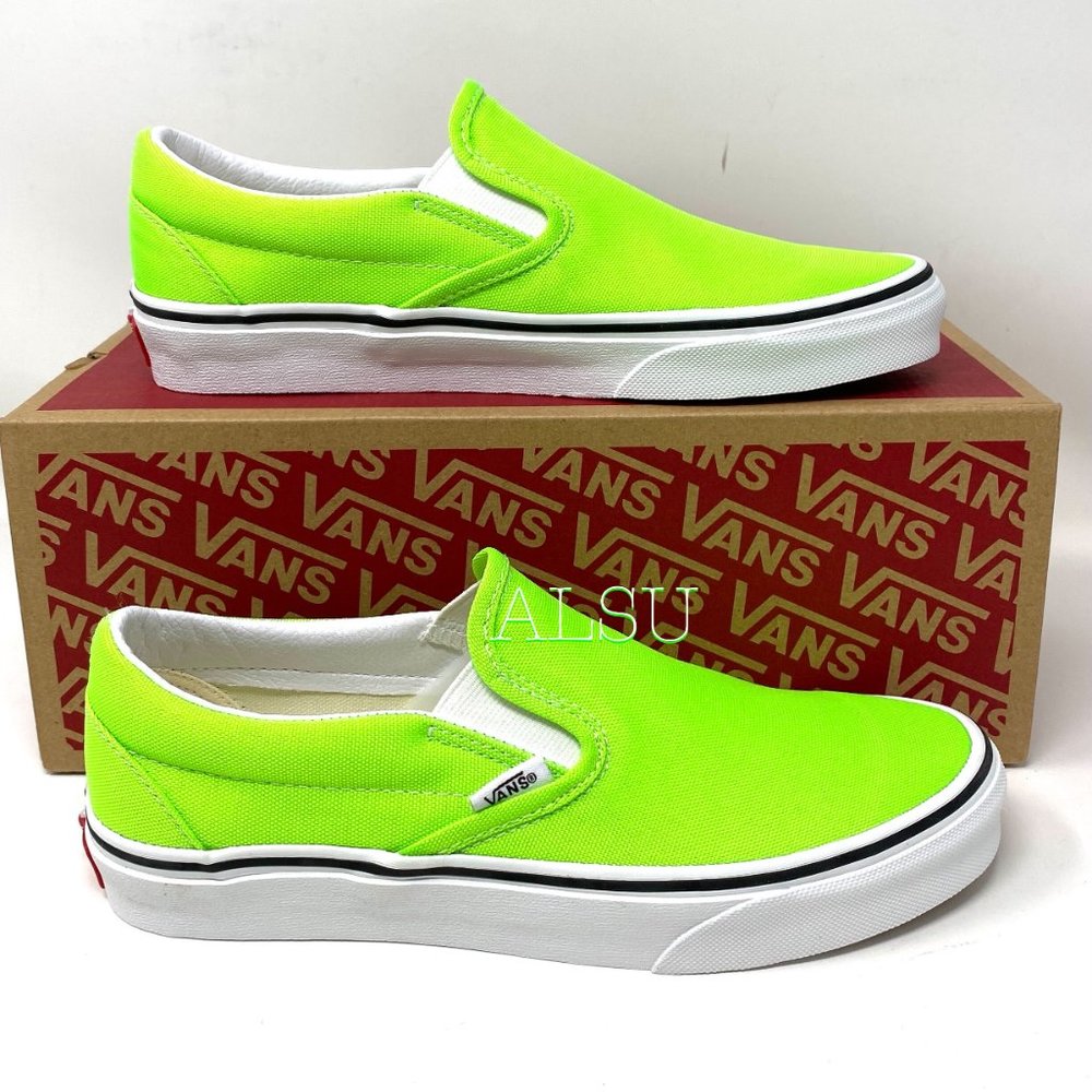 VANS Classic Slip-On Low Top Neon Green Women’s - Picture 8 of 9